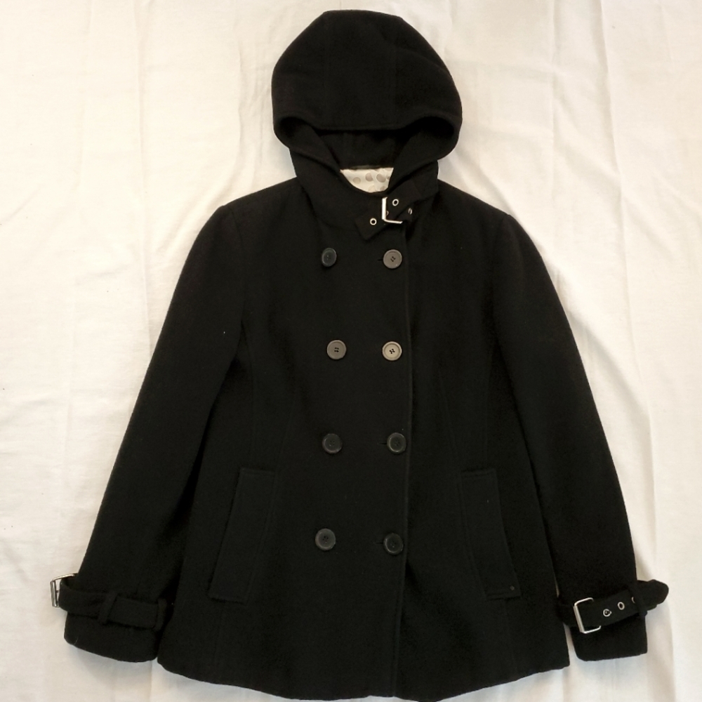 Black Rivet Wool Blend Jacket Coat double Breasted